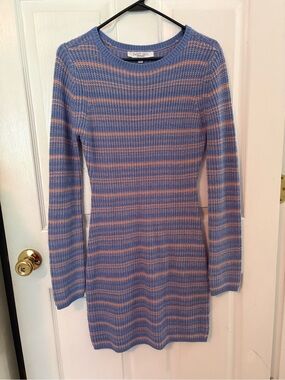Sweet Rain blue and peach striped sweater dress